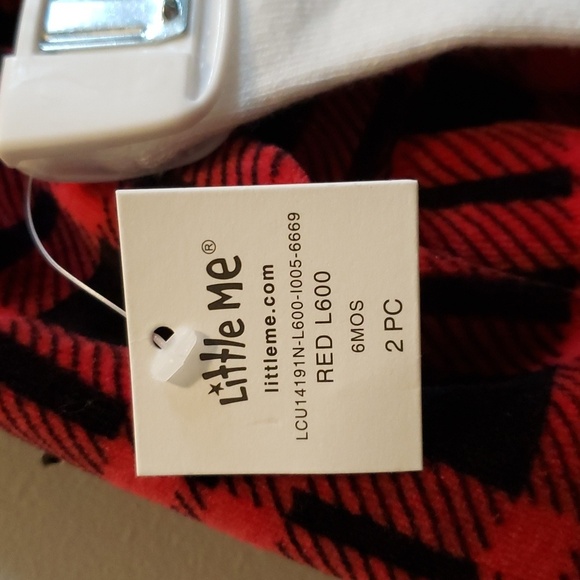 Little Me NWT Red and Black Plaid Dress with Lace/Bow Trim and Tights - Picture 3 of 7